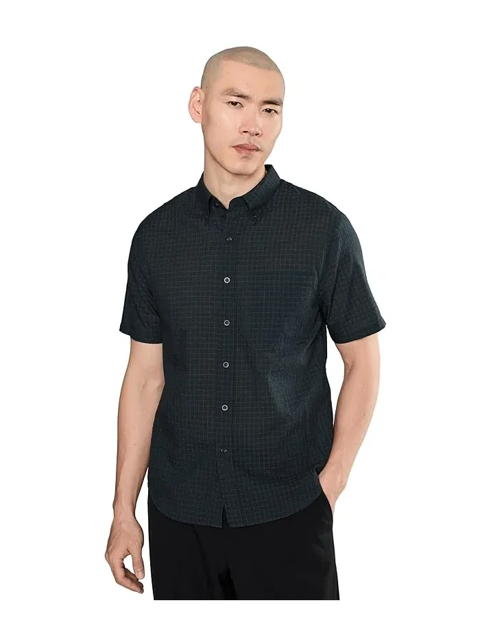 Рубашка хлопковая с клеткой Cortland Plaid Vince — 1