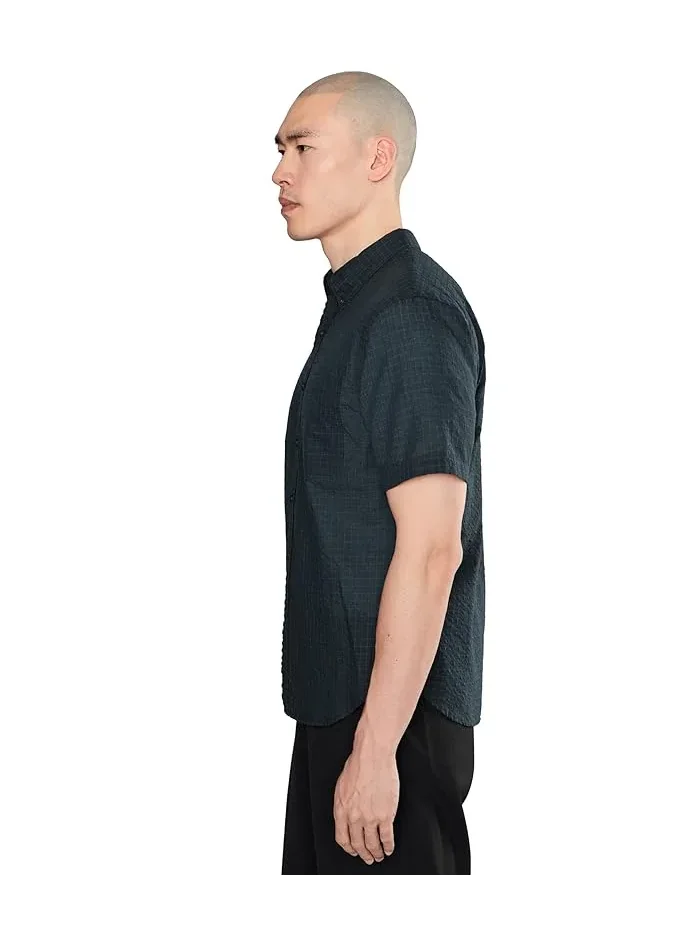 Рубашка хлопковая с клеткой Cortland Plaid Vince — 3