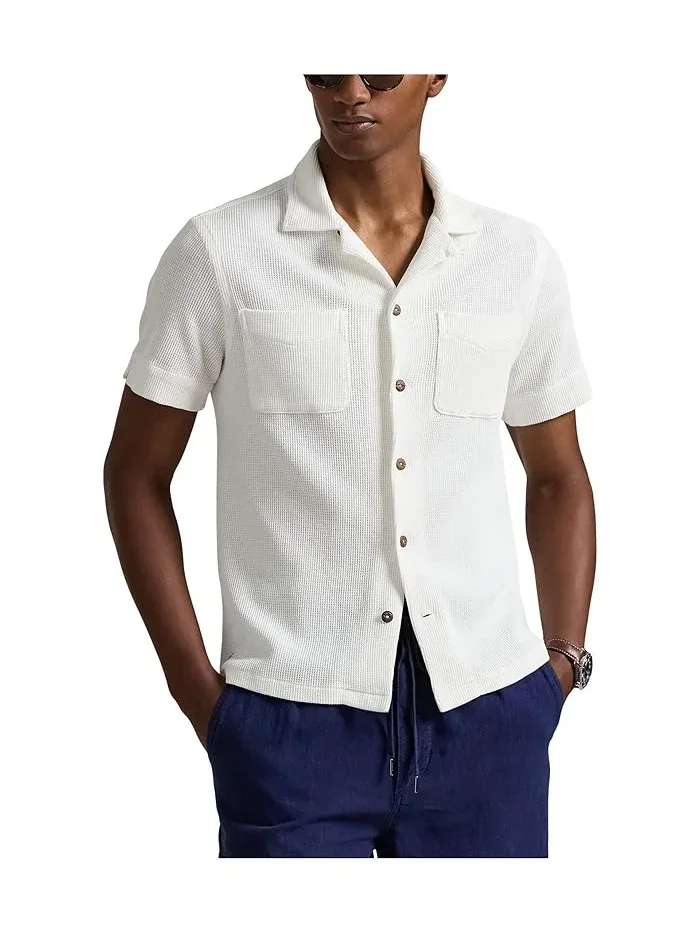 Рубашка Camp из вафельного хлопка и льна Waffle-Knit Cotton Linen Camp Shirt Polo Ralph Lauren — 1