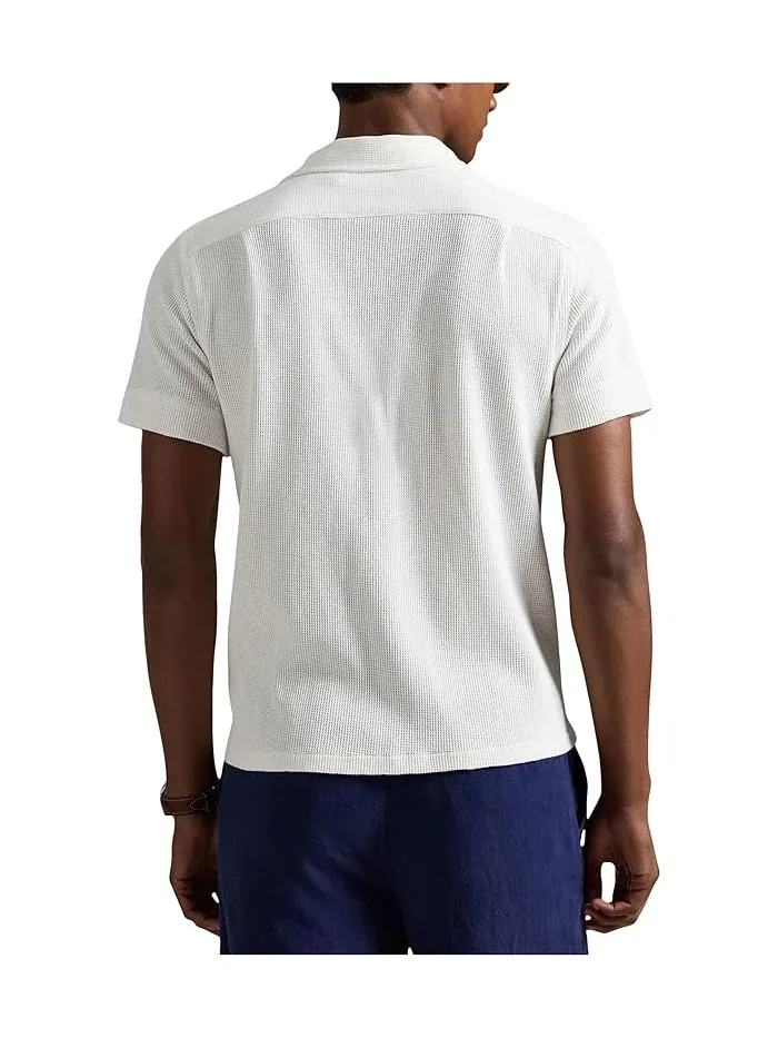 Рубашка Camp из вафельного хлопка и льна Waffle-Knit Cotton Linen Camp Shirt Polo Ralph Lauren — 3