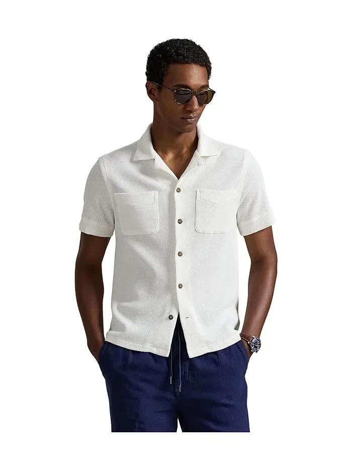 Рубашка Camp из вафельного хлопка и льна Waffle-Knit Cotton Linen Camp Shirt Polo Ralph Lauren — 4