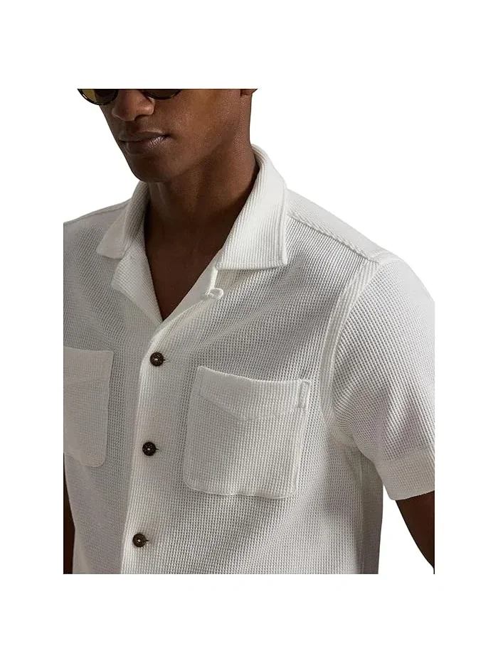 Рубашка Camp из вафельного хлопка и льна Waffle-Knit Cotton Linen Camp Shirt Polo Ralph Lauren — 5