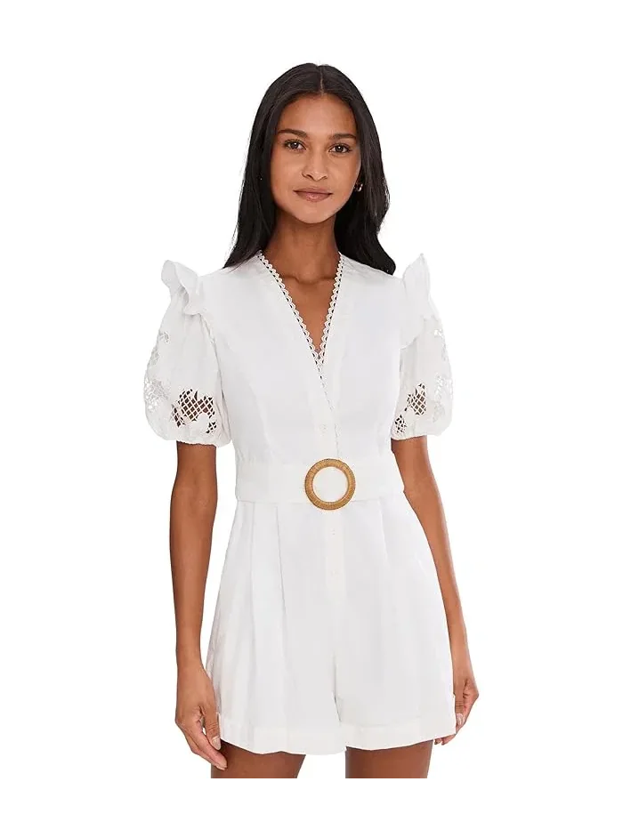 Ромпер с рукавами-фонариками Lasercut Puff Sleeve Adrianna Papell — 1