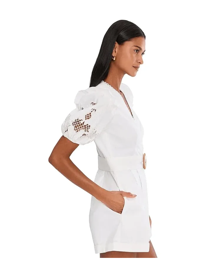 Ромпер с рукавами-фонариками Lasercut Puff Sleeve Adrianna Papell — 3