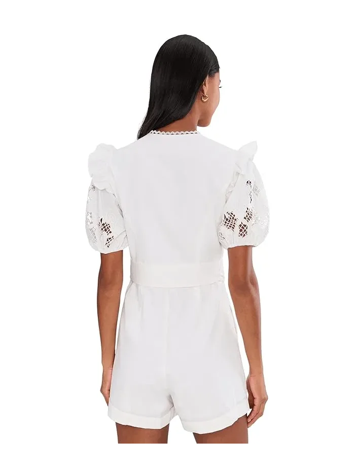 Ромпер с рукавами-фонариками Lasercut Puff Sleeve Adrianna Papell — 4