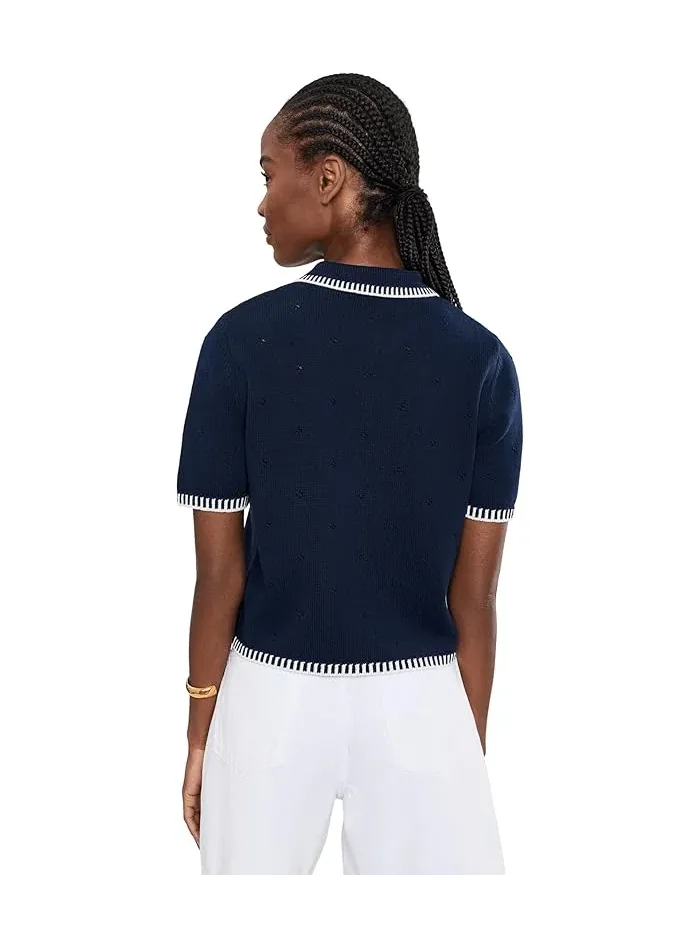 Кардиган с точечной вязкой контрастной строчкой CeCe — 4