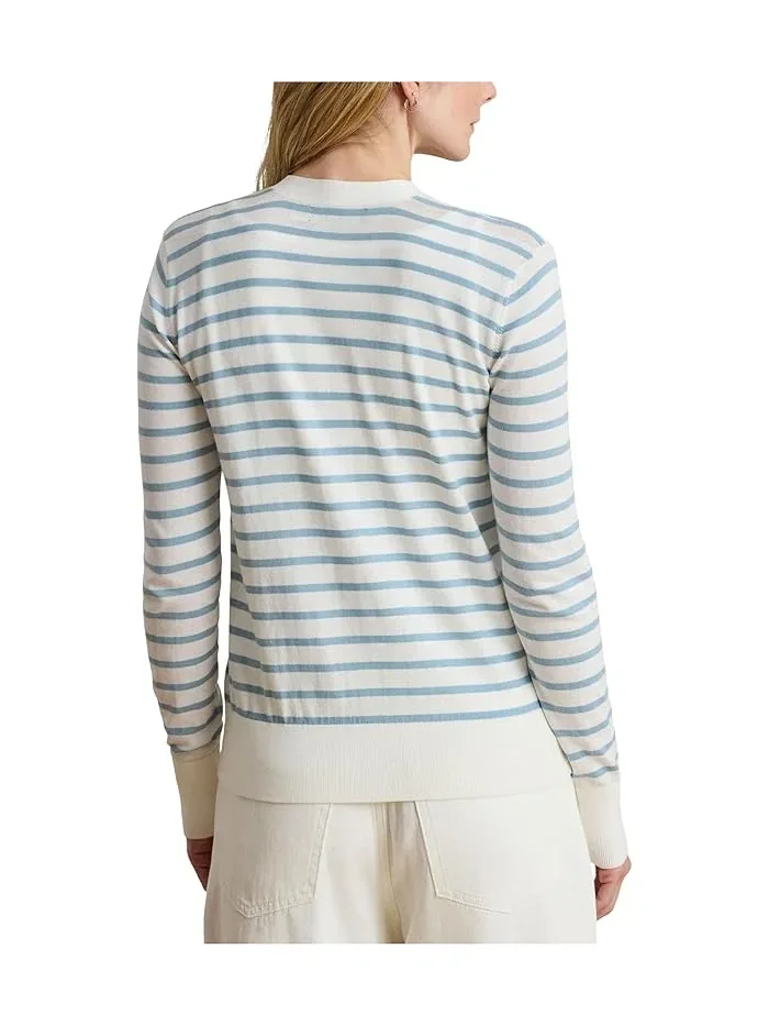 Кардиган хлопковый полосатый V-образный вырез Lauren Ralph Lauren — 3