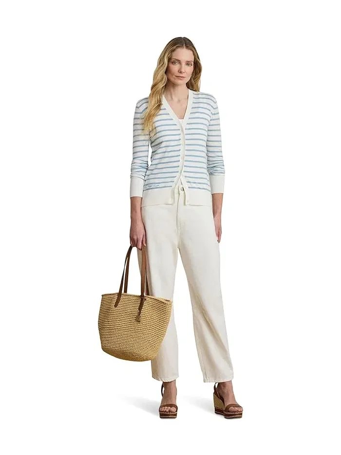 Кардиган хлопковый полосатый V-образный вырез Lauren Ralph Lauren — 5