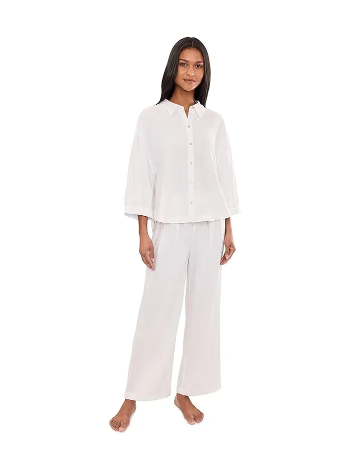 Брюки расслабленного кроя Linen Blend Relaxed Pants Eberjey — 2