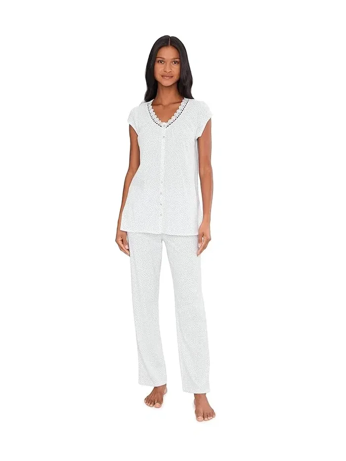Пижамный комплект с капюшоном Cotton Knit Cap Sleeveless Long Pj Set Eileen West — черный