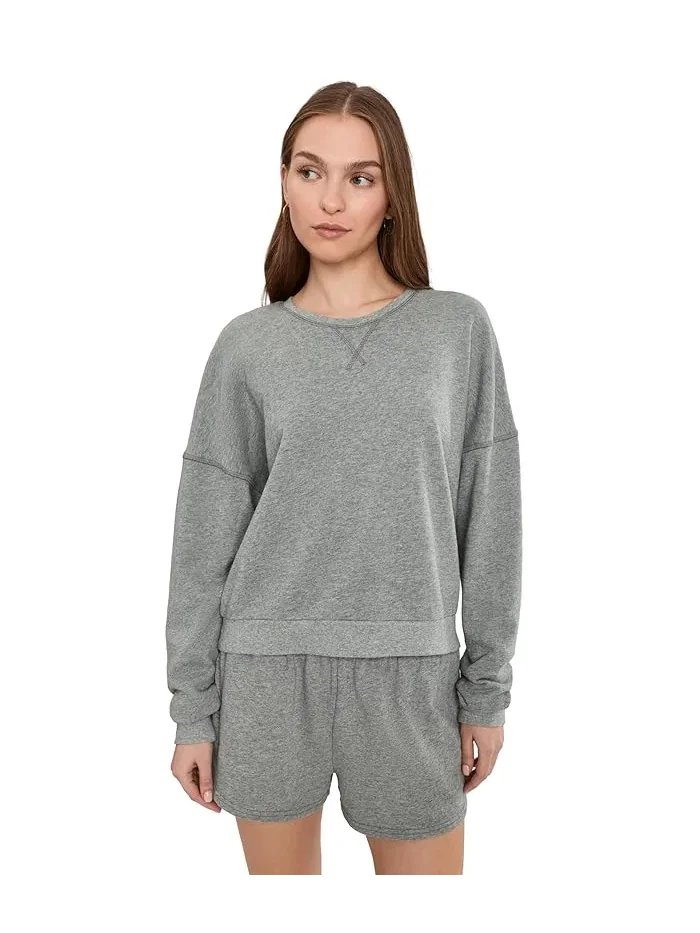 Пижамный комплект с длинным рукавом Weekend Club Long Sleeve Shorties Set HONEYDEW — серый