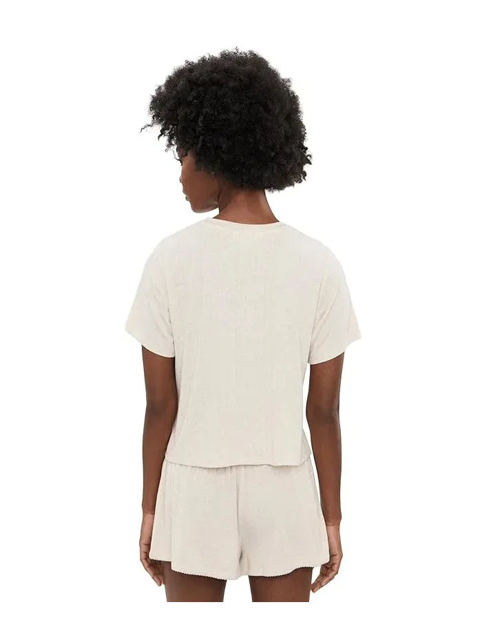 Спальный комплект из модала Cloud Modal Shorties Set HONEYDEW, Heather Oatmeal — 3
