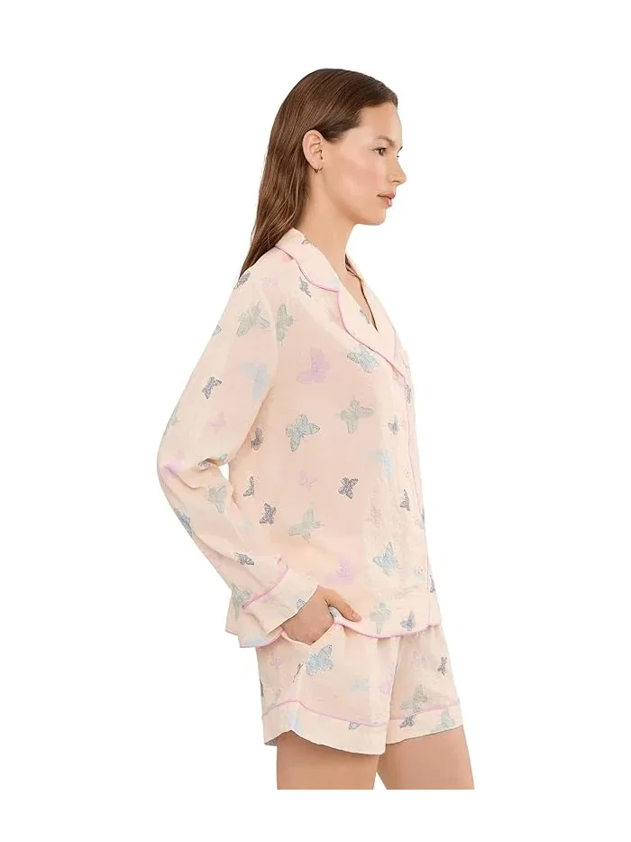 Пижама Long Sleeve Shorties Good Life HONEYDEW, Flora Stripe — 3