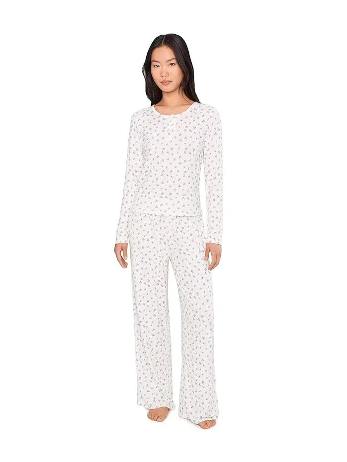 Пижамный комплект с длинным хенли Blissful Long Henley Set HONEYDEW — 1