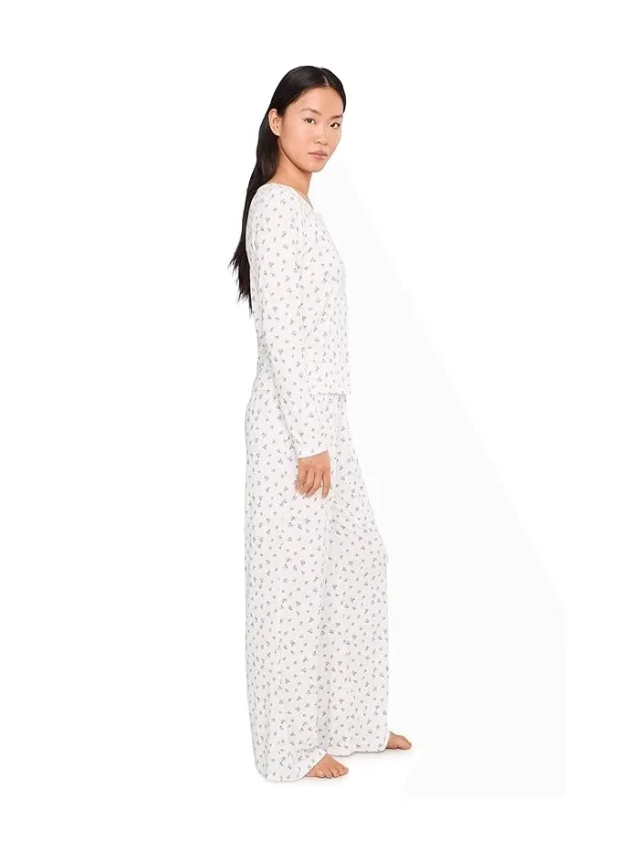 Пижамный комплект с длинным хенли Blissful Long Henley Set HONEYDEW — 3