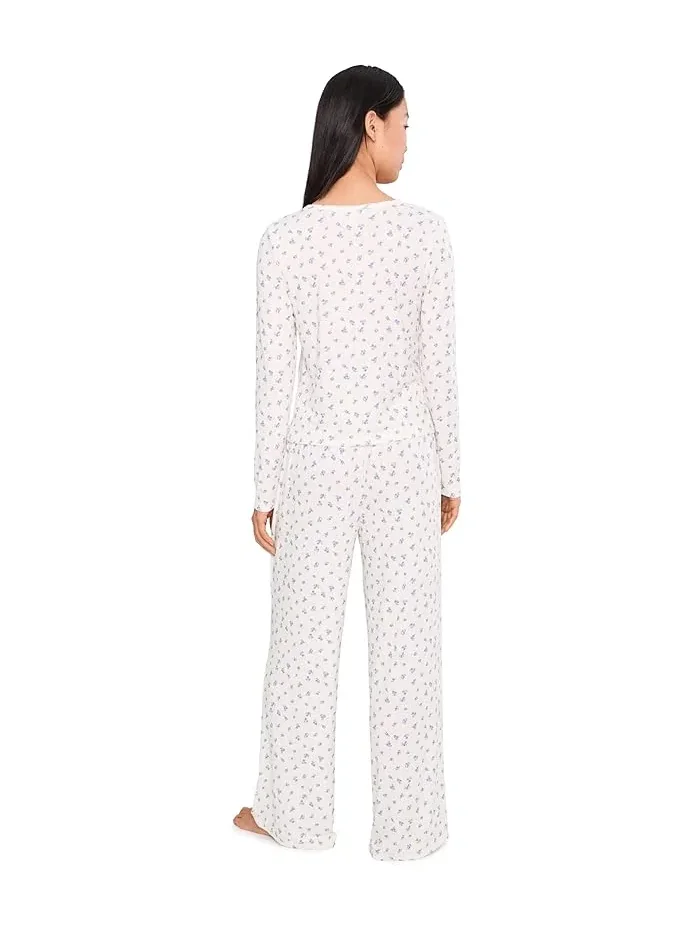 Пижамный комплект с длинным хенли Blissful Long Henley Set HONEYDEW — 4
