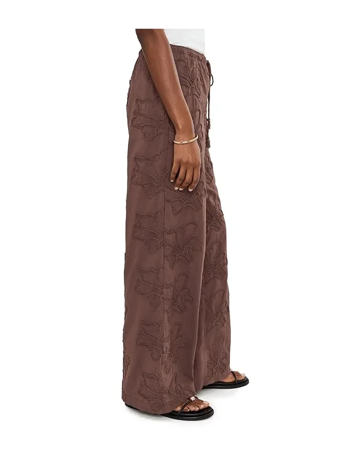 Брюки прямого кроя с цветочной вышивкой Pull On Straight Leg Pants Vince Camuto — 3