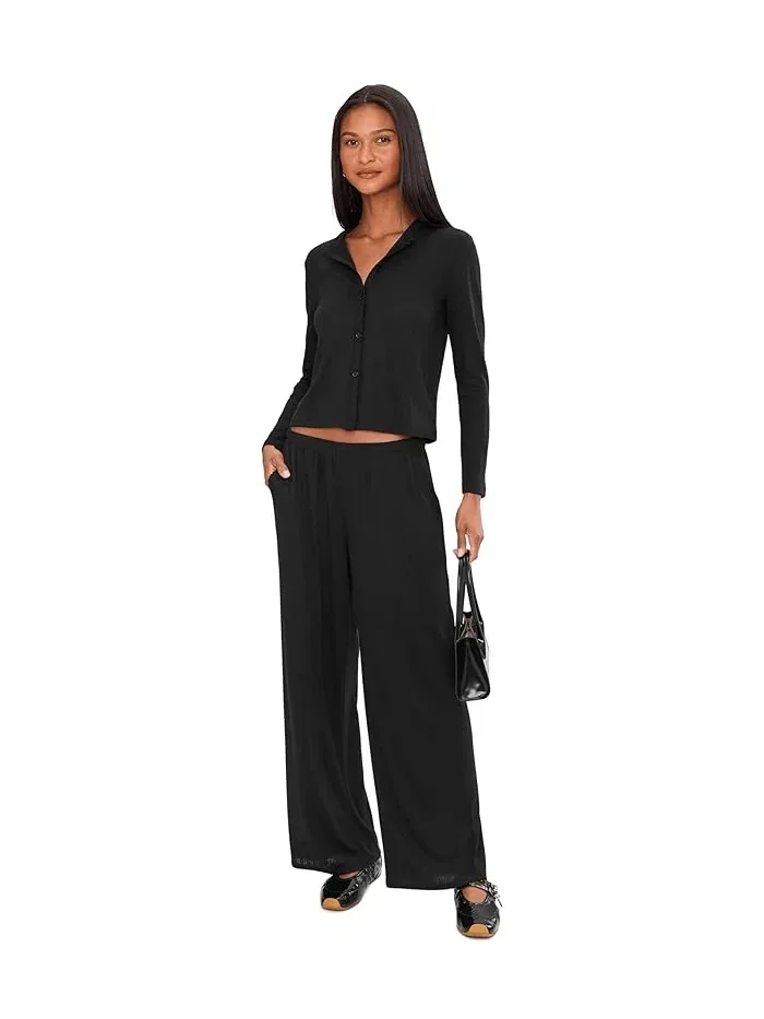 Штаны Pointelle Rib Pants с отделкой гребешком Barefoot Dreams — 2