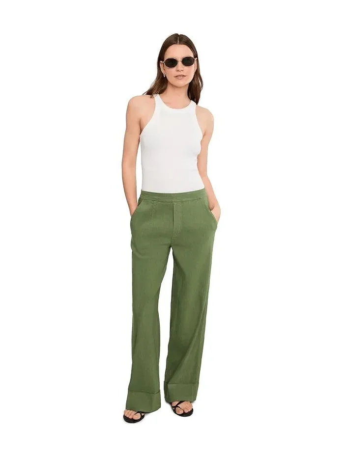 Брюки высокие широкие Meg Linen KUT from the Kloth, Dill — 2