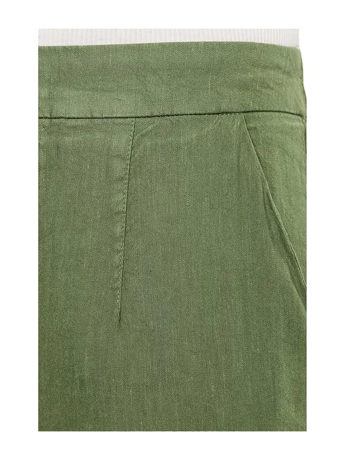 Брюки высокие широкие Meg Linen KUT from the Kloth, Dill — 5