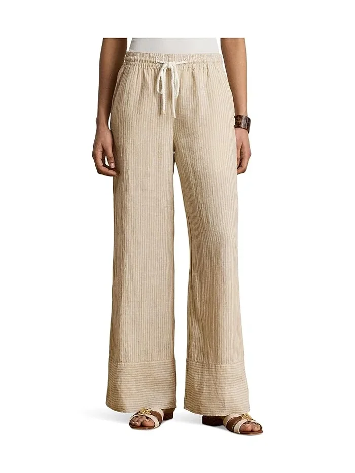Широкие брюки из льна в полоску модель Wide-Leg Lauren Ralph Lauren — 1