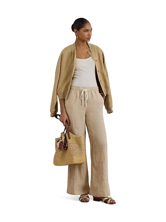 Широкие брюки из льна в полоску модель Wide-Leg Lauren Ralph Lauren — 3