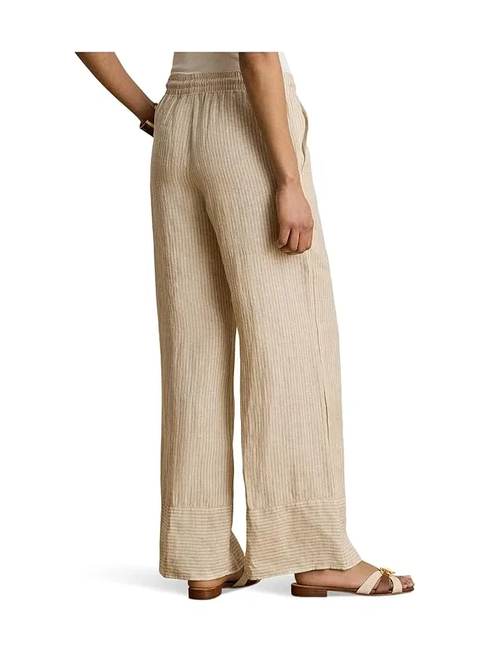 Широкие брюки из льна в полоску модель Wide-Leg Lauren Ralph Lauren — 4