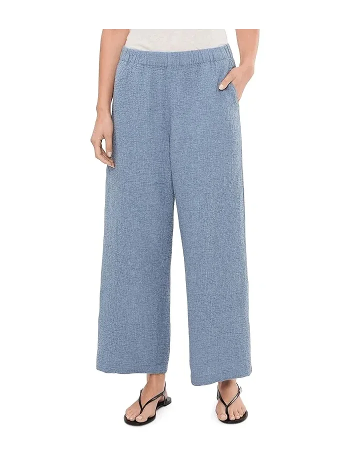 Брюки широкие из органического хлопка Organic Cotton Doubleweave Ankle Wide Pants Eileen Fisher — 1