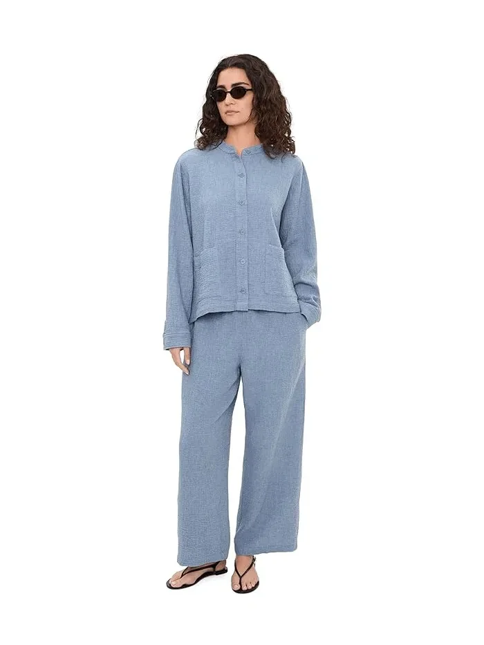 Брюки широкие из органического хлопка Organic Cotton Doubleweave Ankle Wide Pants Eileen Fisher — 2