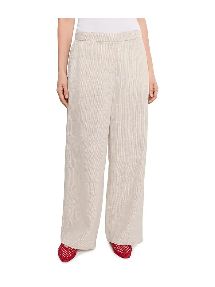 Брюки полной длины с высокой талией в полоску Eileen Fisher — 1