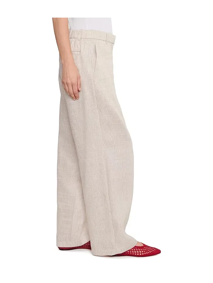 Брюки полной длины с высокой талией в полоску Eileen Fisher — 3