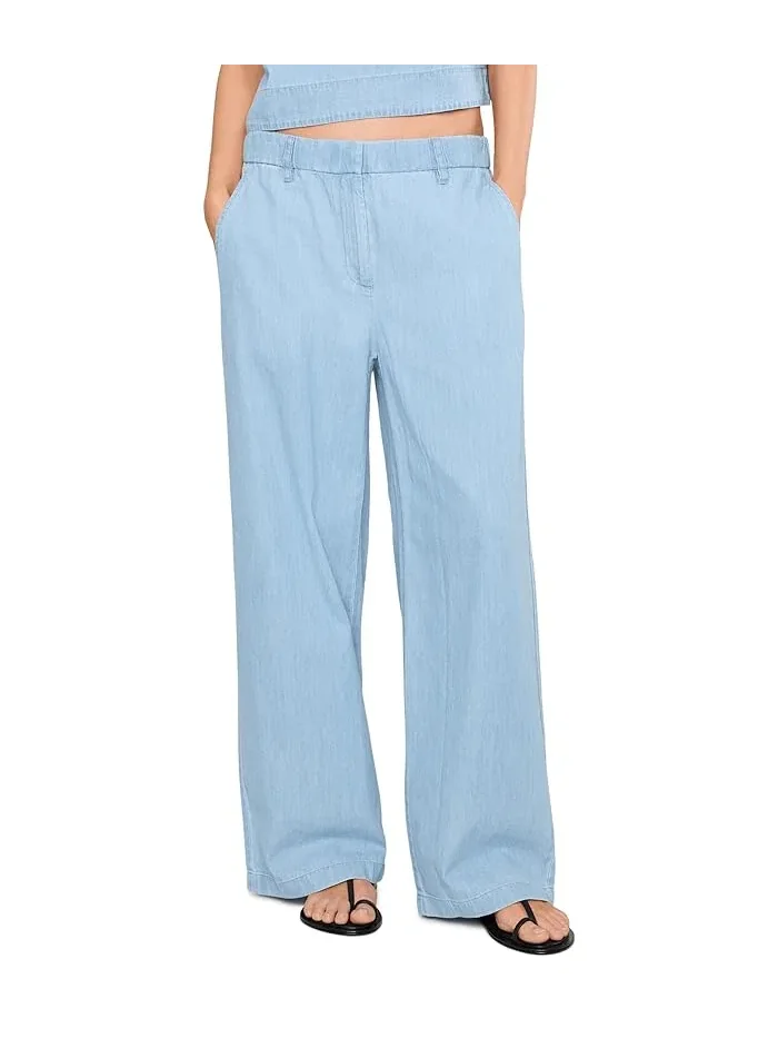 Брюки высокие из органического хлопка Lightweight Organic Cotton Denim High-Waisted Full Length Eileen Fisher — 1