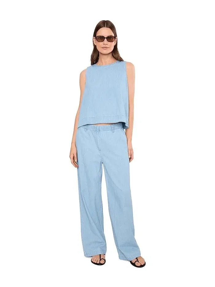 Брюки высокие из органического хлопка Lightweight Organic Cotton Denim High-Waisted Full Length Eileen Fisher — 2