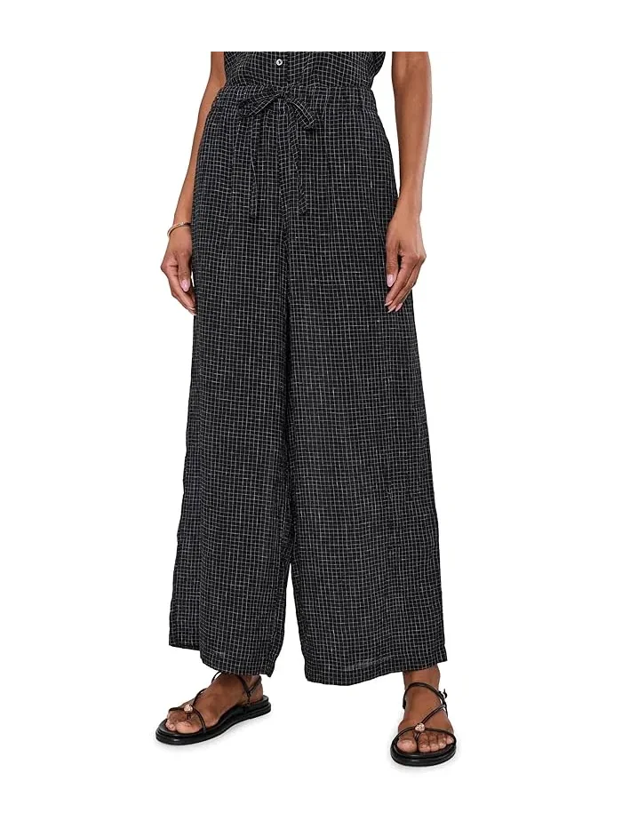 Штаны органические льняные Puckered Organic Linen Grid Wide Ankle Pants Eileen Fisher — 1