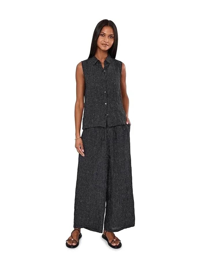 Штаны органические льняные Puckered Organic Linen Grid Wide Ankle Pants Eileen Fisher — 2