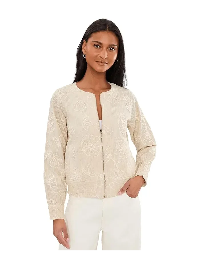 Жакет с вышивкой Petite Long Sleeve Collarless Jacket with Smocking Liverpool Los Angeles — 1