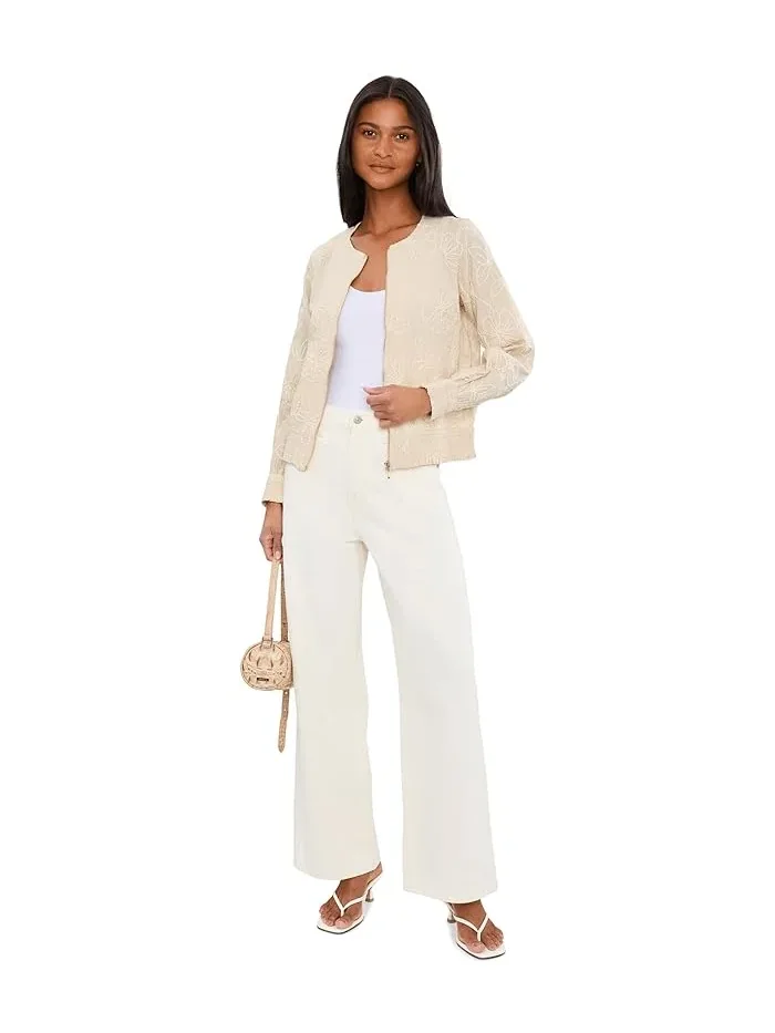 Жакет с вышивкой Petite Long Sleeve Collarless Jacket with Smocking Liverpool Los Angeles — 2