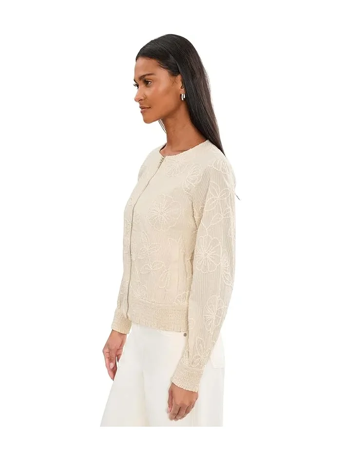 Жакет с вышивкой Petite Long Sleeve Collarless Jacket with Smocking Liverpool Los Angeles — 3
