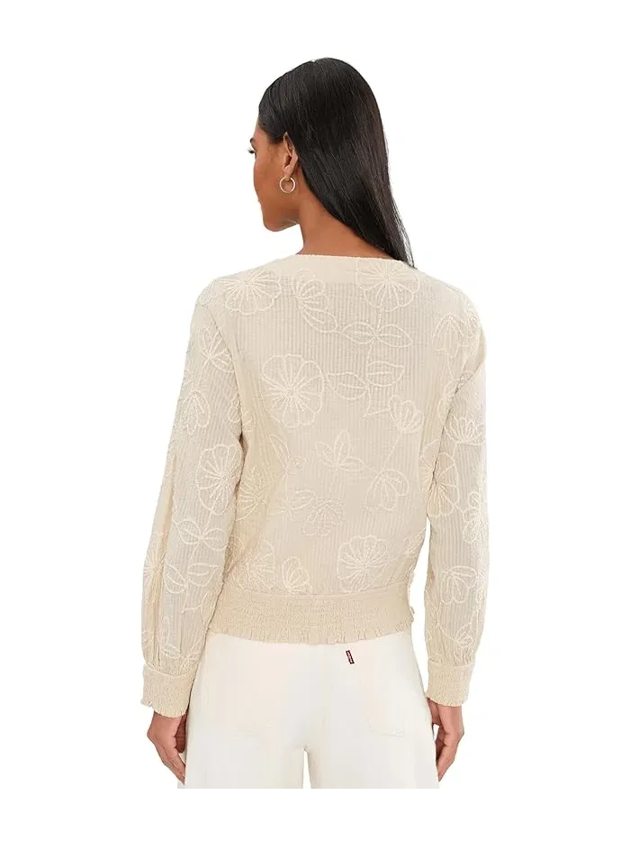 Жакет с вышивкой Petite Long Sleeve Collarless Jacket with Smocking Liverpool Los Angeles — 4