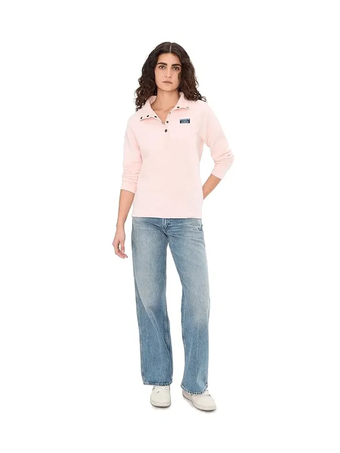 Худи L.L.Bean Lakewashed Double-Knit 1/4 Snap — изображение 2 из 5, бледный розовый