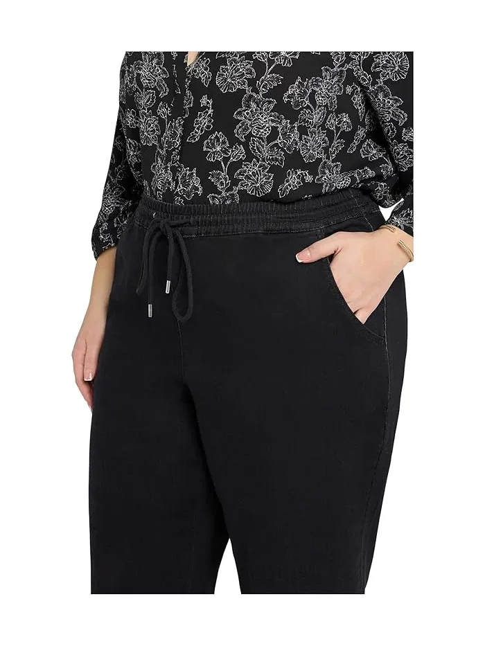 Джинсы прямого кроя на поясе с завязкой Plus Size Relaxed Drawstring Pull-On Denim Pants NYDJ — 4