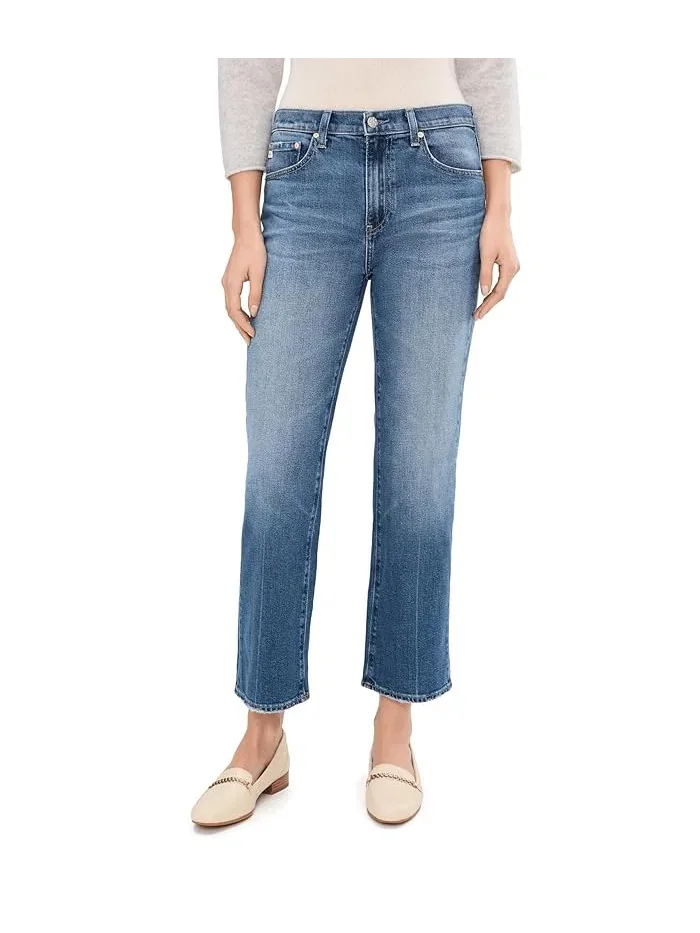 Джинсы прямые Brinley Mid-Rise Straight Crop AG Jeans, 17 Years Mystery — 1