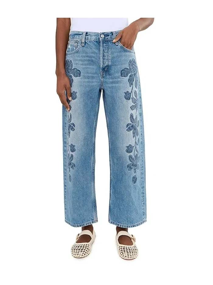 Джинсы свободного кроя с вышивкой Embroidered Low Slung Baggy Crop Madewell — 1