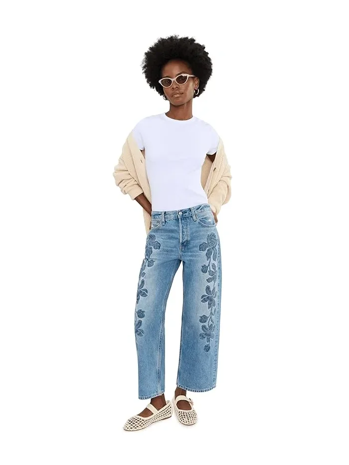 Джинсы свободного кроя с вышивкой Embroidered Low Slung Baggy Crop Madewell — 2