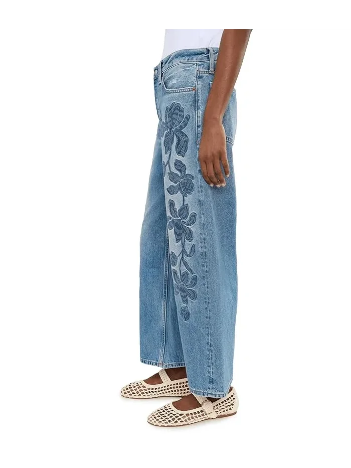 Джинсы свободного кроя с вышивкой Embroidered Low Slung Baggy Crop Madewell — 3