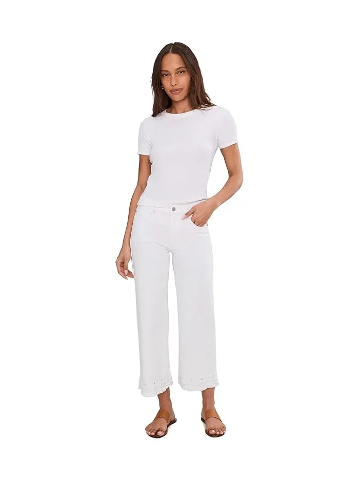 Джинсы с вышивкой Stride Mid-Rise Crop Wide Leg Liverpool Los Angeles — 2