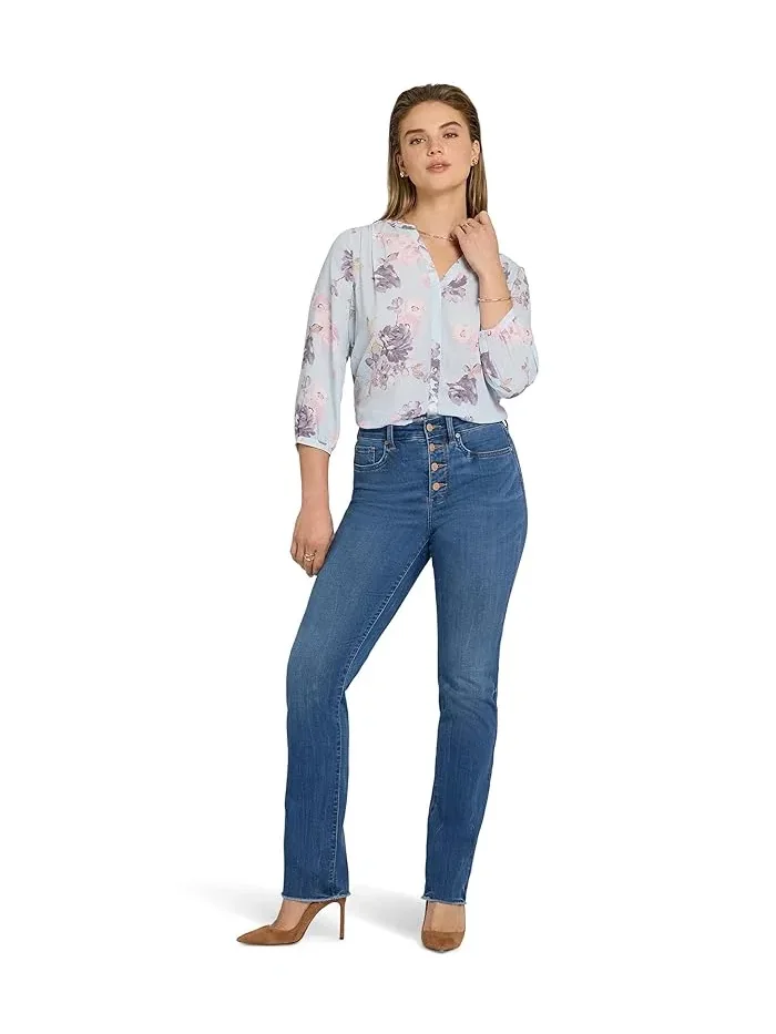 Джинсы прямые с бахромой Marilyn Straight Fray Hem NYDJ — 1