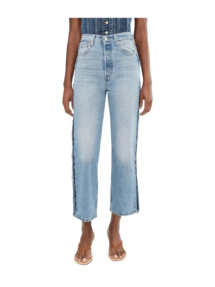 Джинсы с высокой талией прямые Ribcage Ankle Deconstructed Levi's Premium, Free Lunch — 1