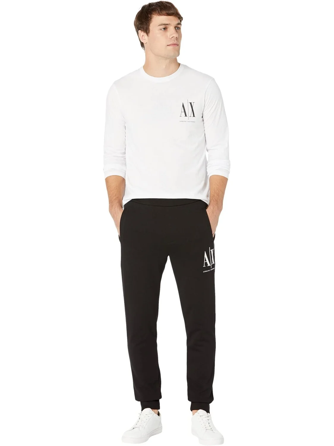 Хлопковые брюки Icon с вышитым логотипом Armani Exchange — 4