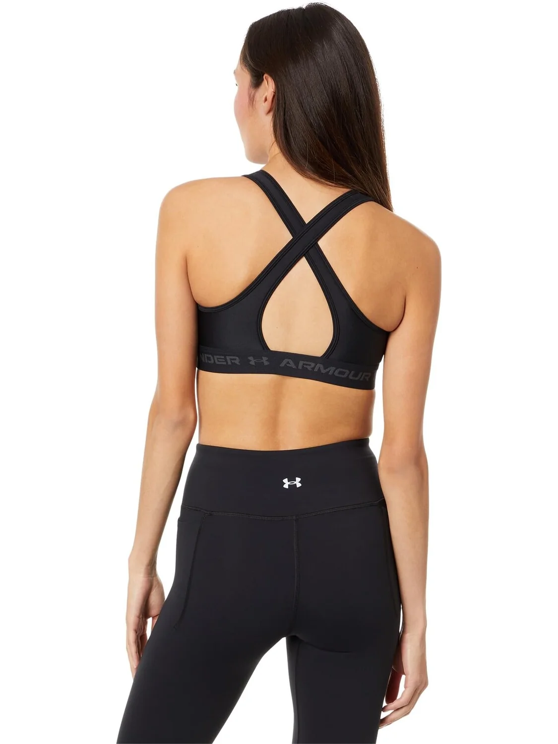 Бюстгальтер средней длины с перекрестной спинкой Under Armour — изображение 2 из 4, черный/серый